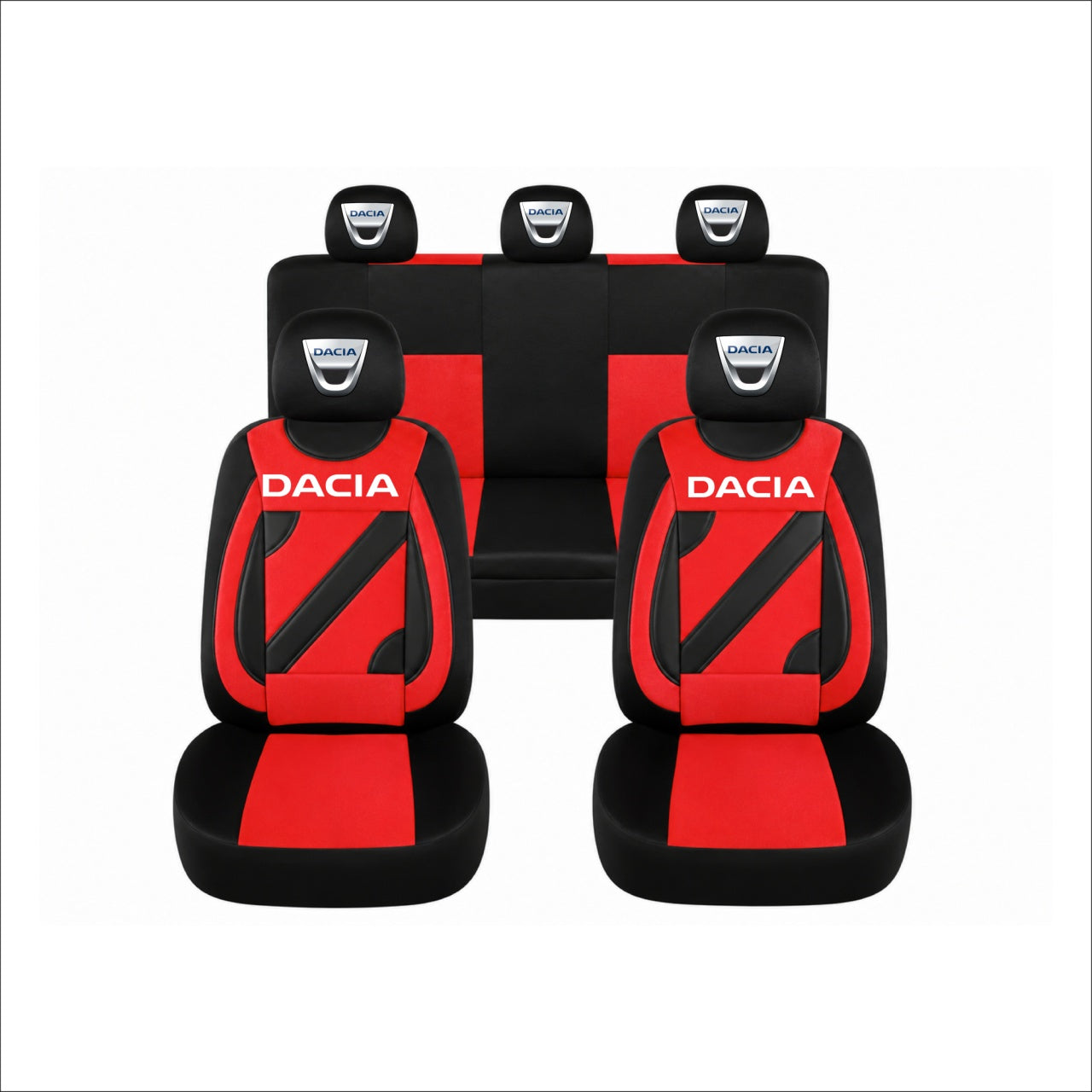 Set Huse Scaune Universale Nero Rosu Personalizate cu Dacia