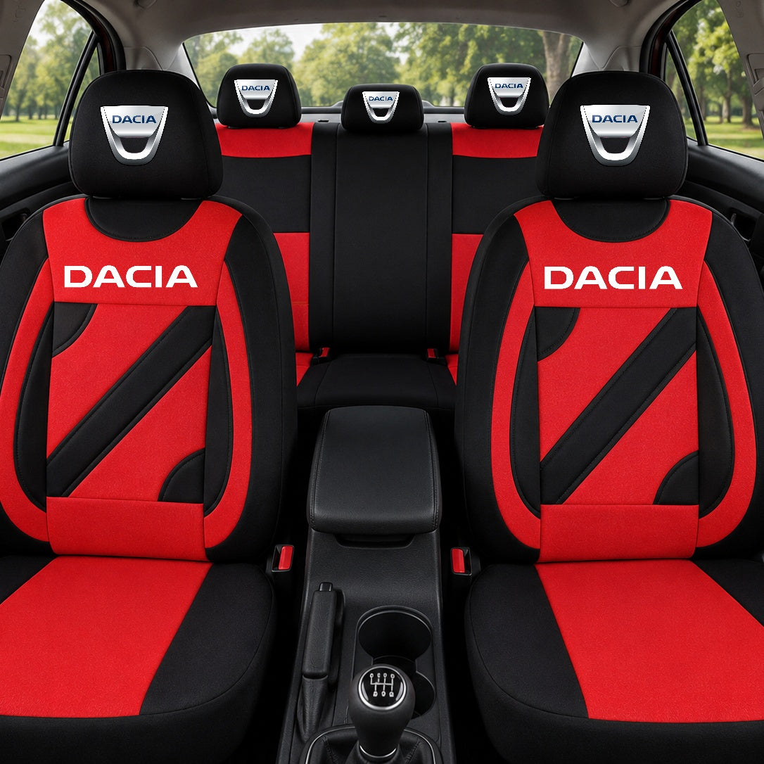 Set Huse Scaune Universale Nero Rosu Personalizate cu Dacia