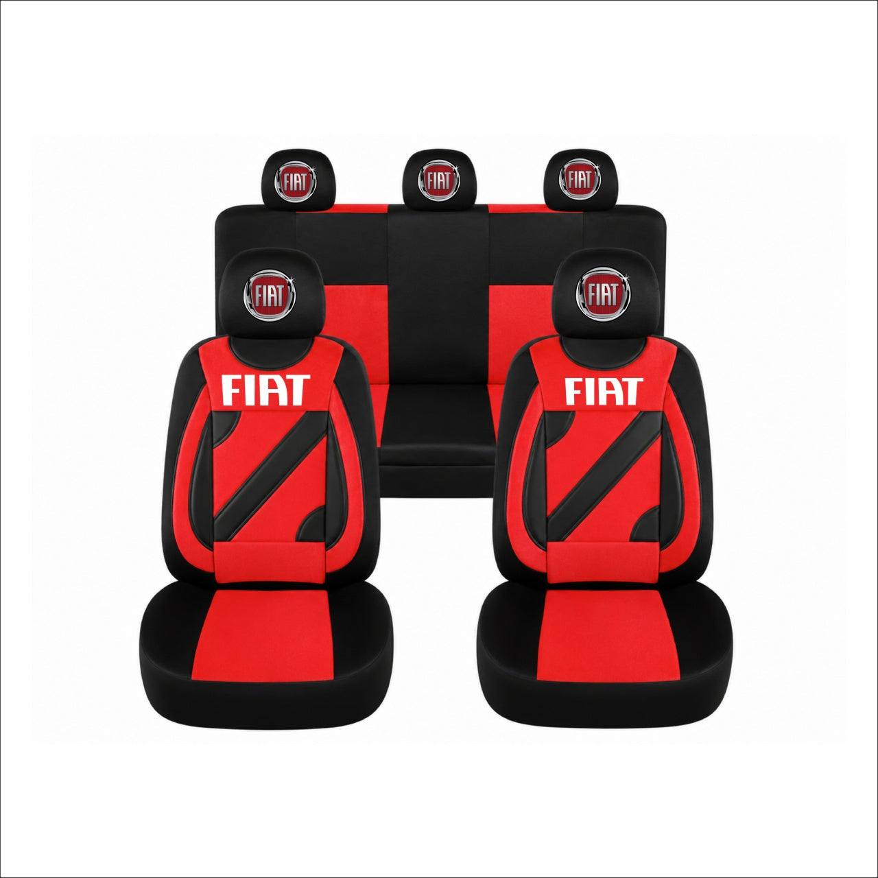 Set Huse Scaune Universale Nero Rosu Personalizate cu Fiat