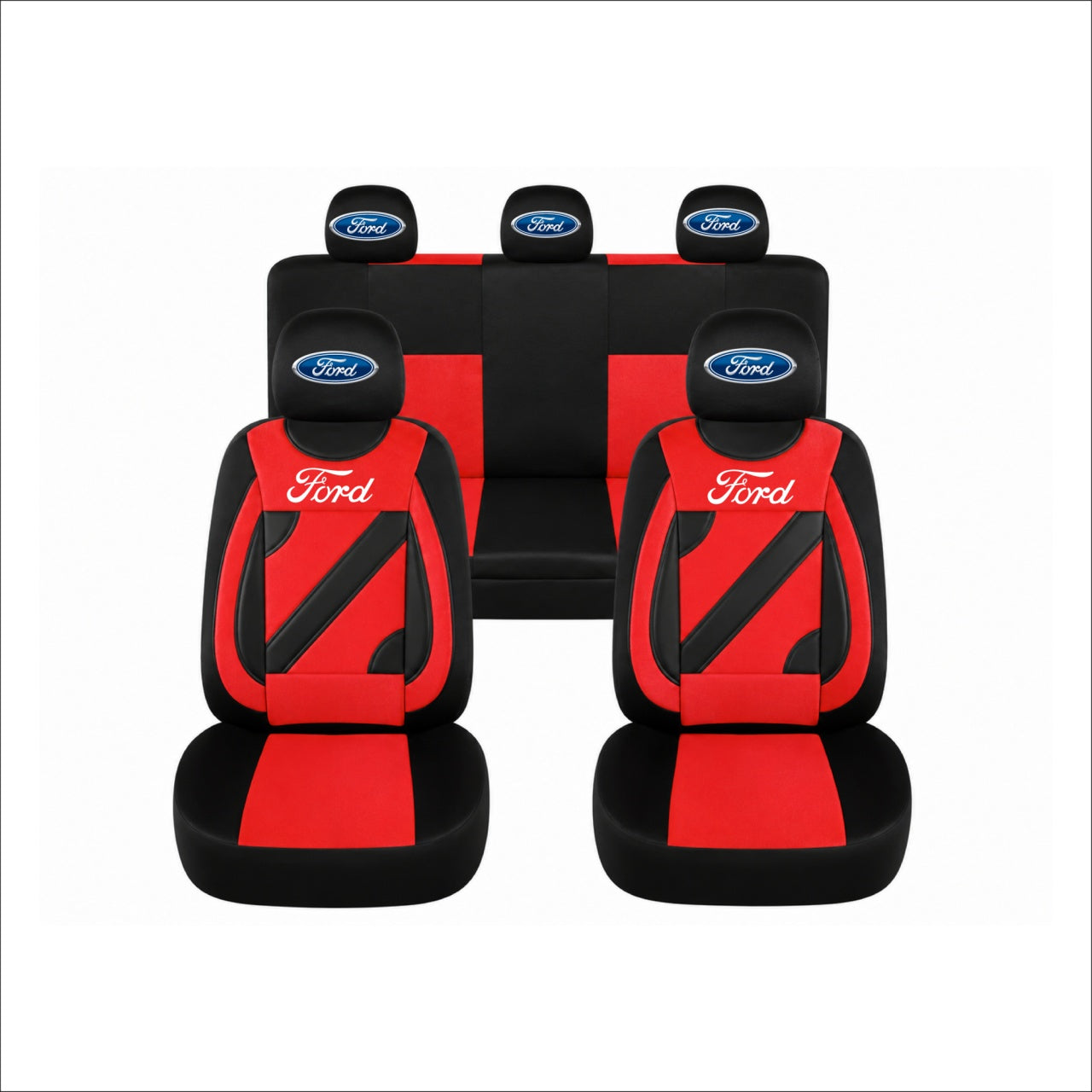 Set Huse Scaune Universale Nero Rosu Personalizate cu Ford