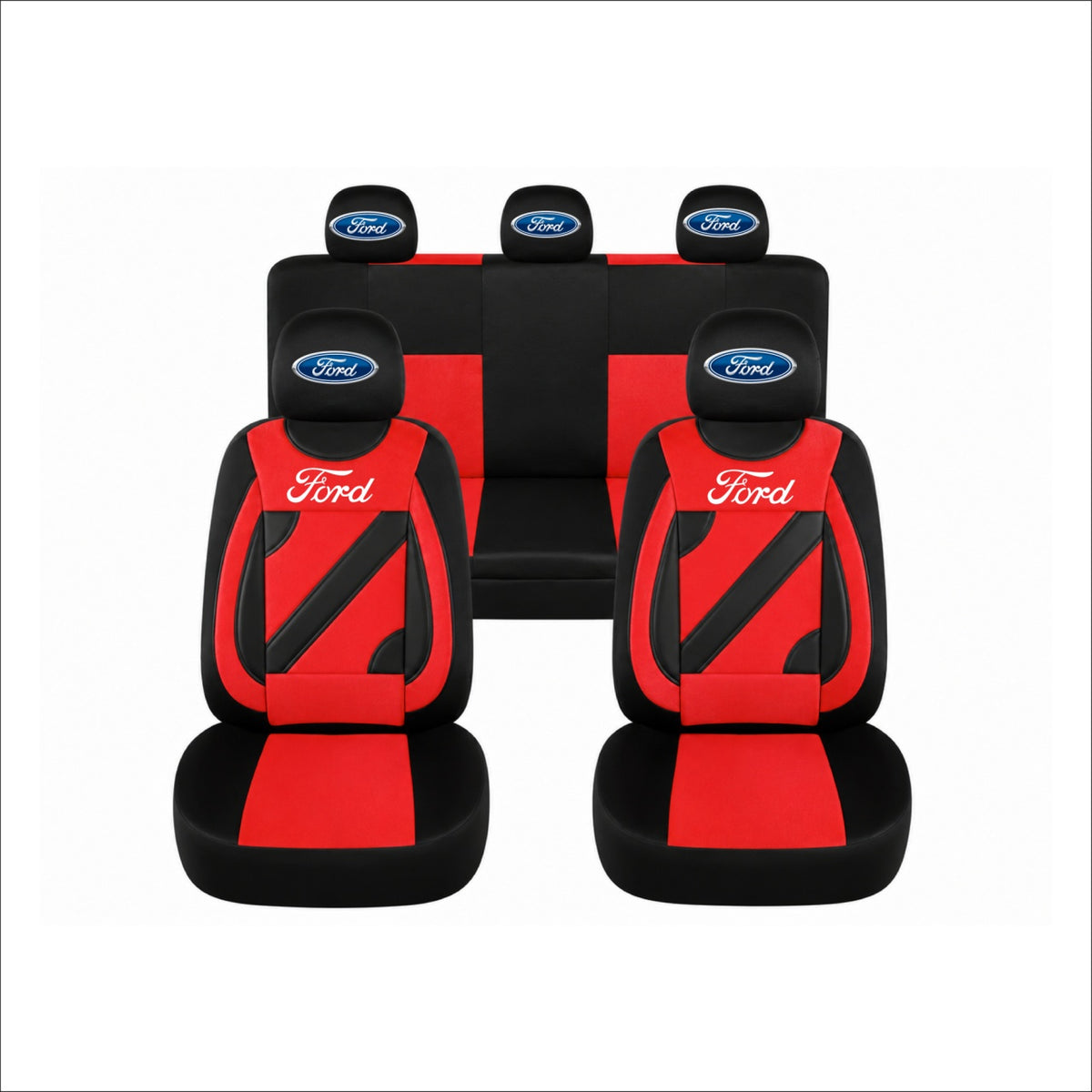 Set Huse Scaune Universale Nero Rosu Personalizate cu Ford