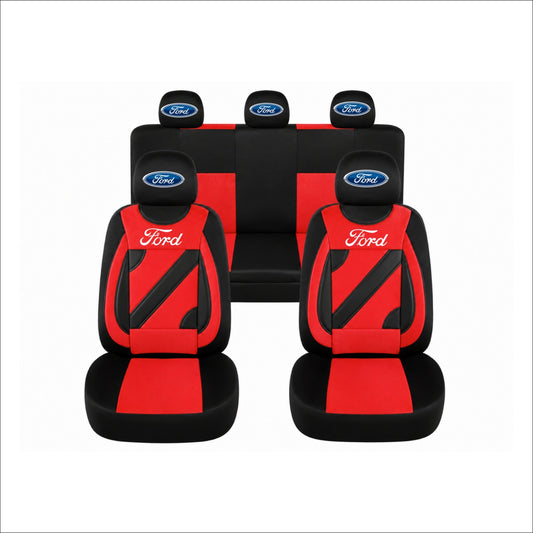 Set Huse Scaune Universale Nero Rosu Personalizate cu Ford