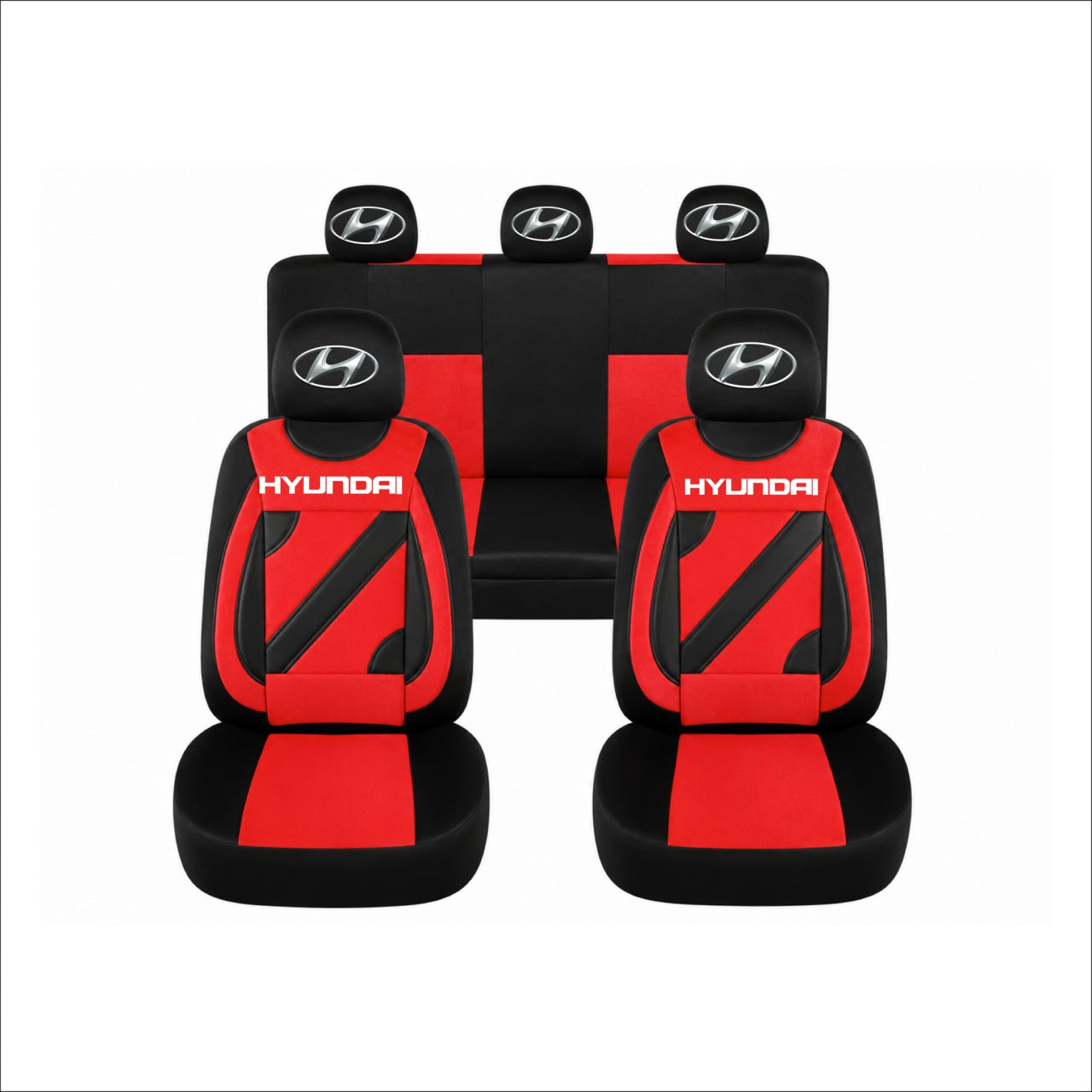 Set Huse Scaune Universale Nero Rosu Personalizate cu Hyundai