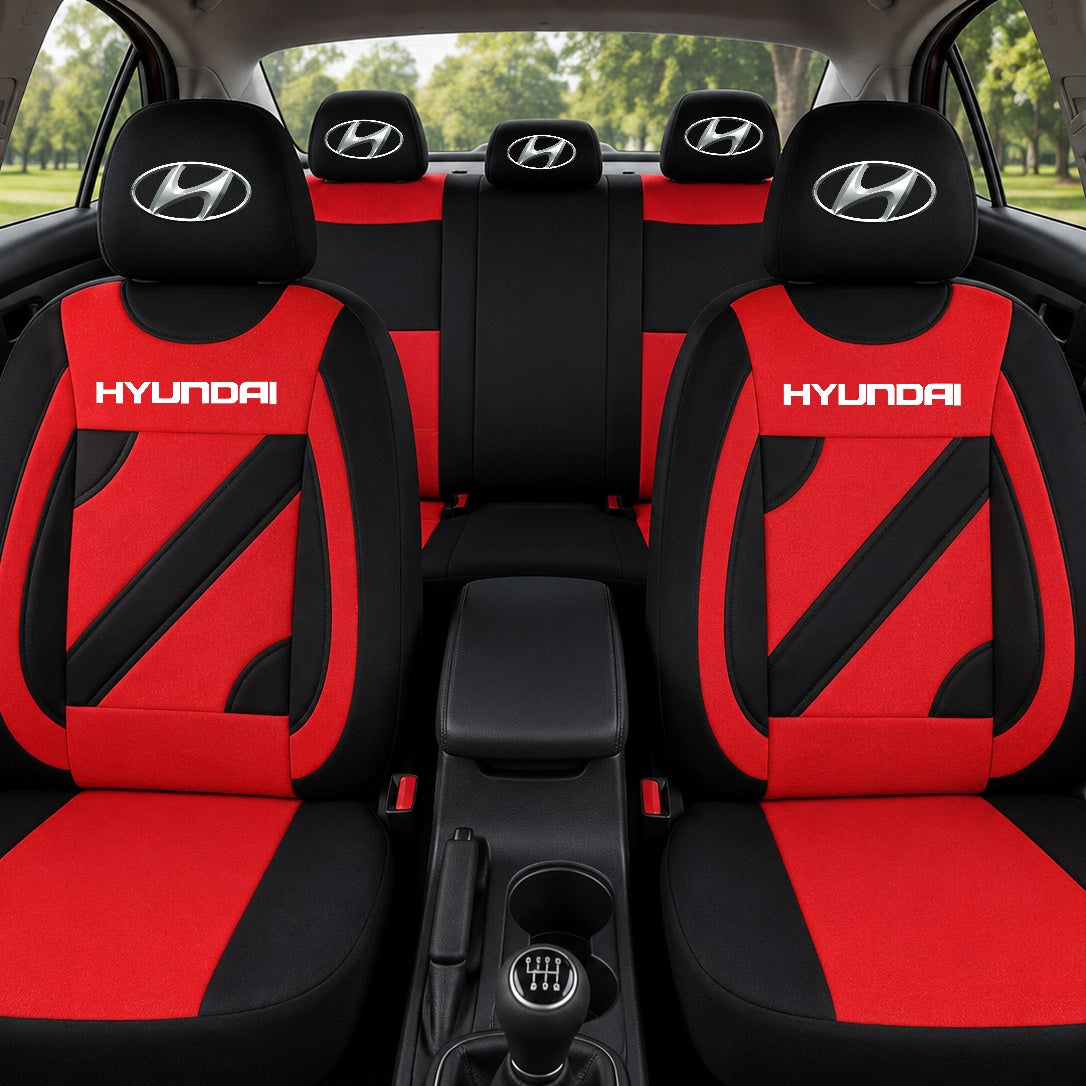 Set Huse Scaune Universale Nero Rosu Personalizate cu Hyundai