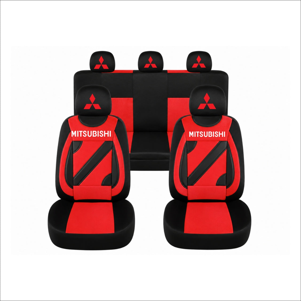 Set Huse Scaune Universale Nero Rosu Personalizate cu Mitsubishi