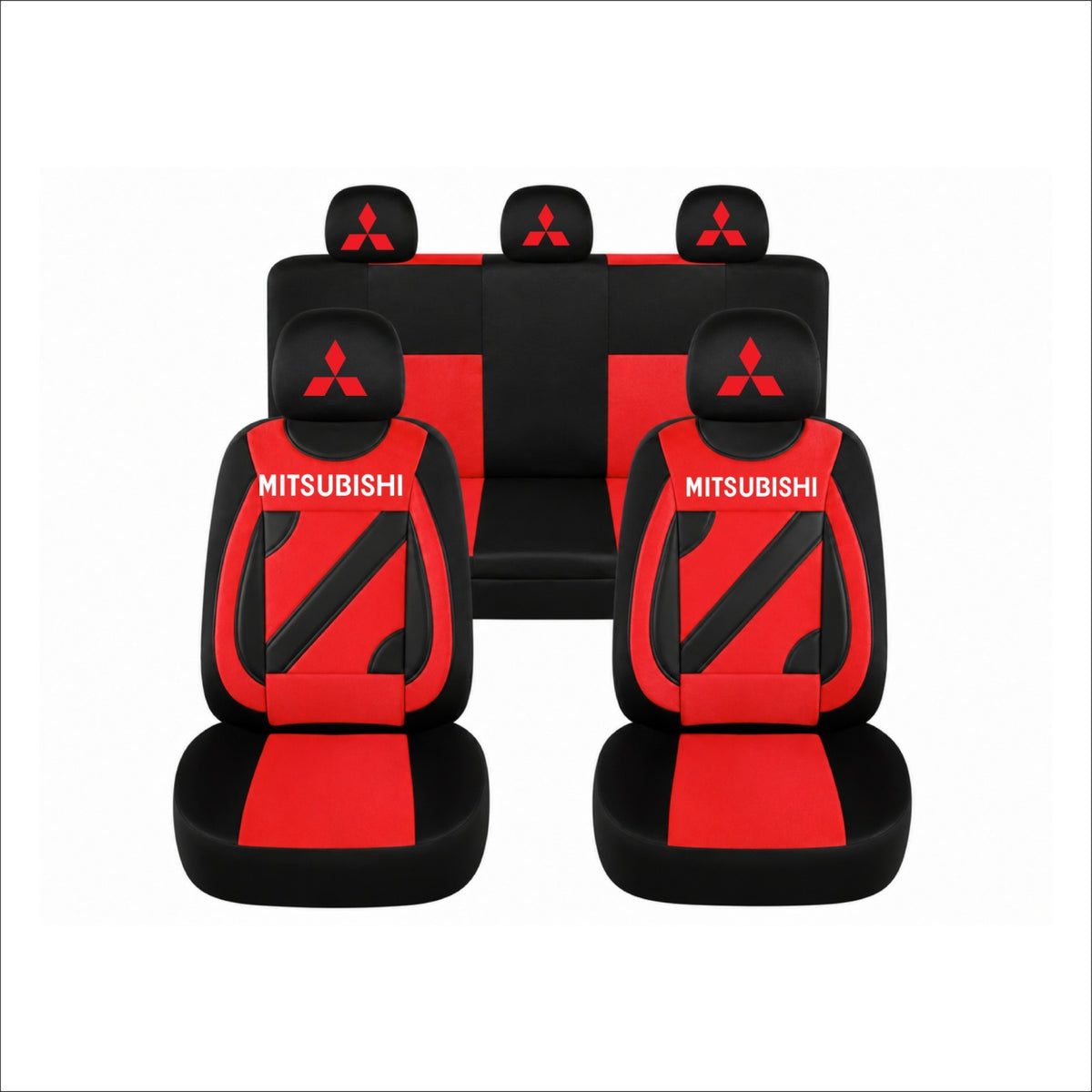 Set Huse Scaune Universale Nero Rosu Personalizate cu Mitsubishi
