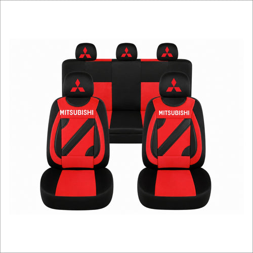 Set Huse Scaune Universale Nero Rosu Personalizate cu Mitsubishi
