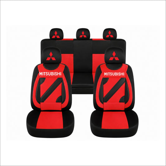 Set Huse Scaune Universale Nero Rosu Personalizate cu Mitsubishi