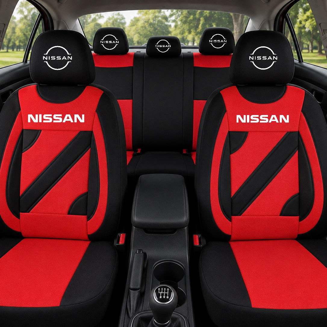 Set Huse Scaune Universale Nero Rosu Personalizate cu Nissan Nou