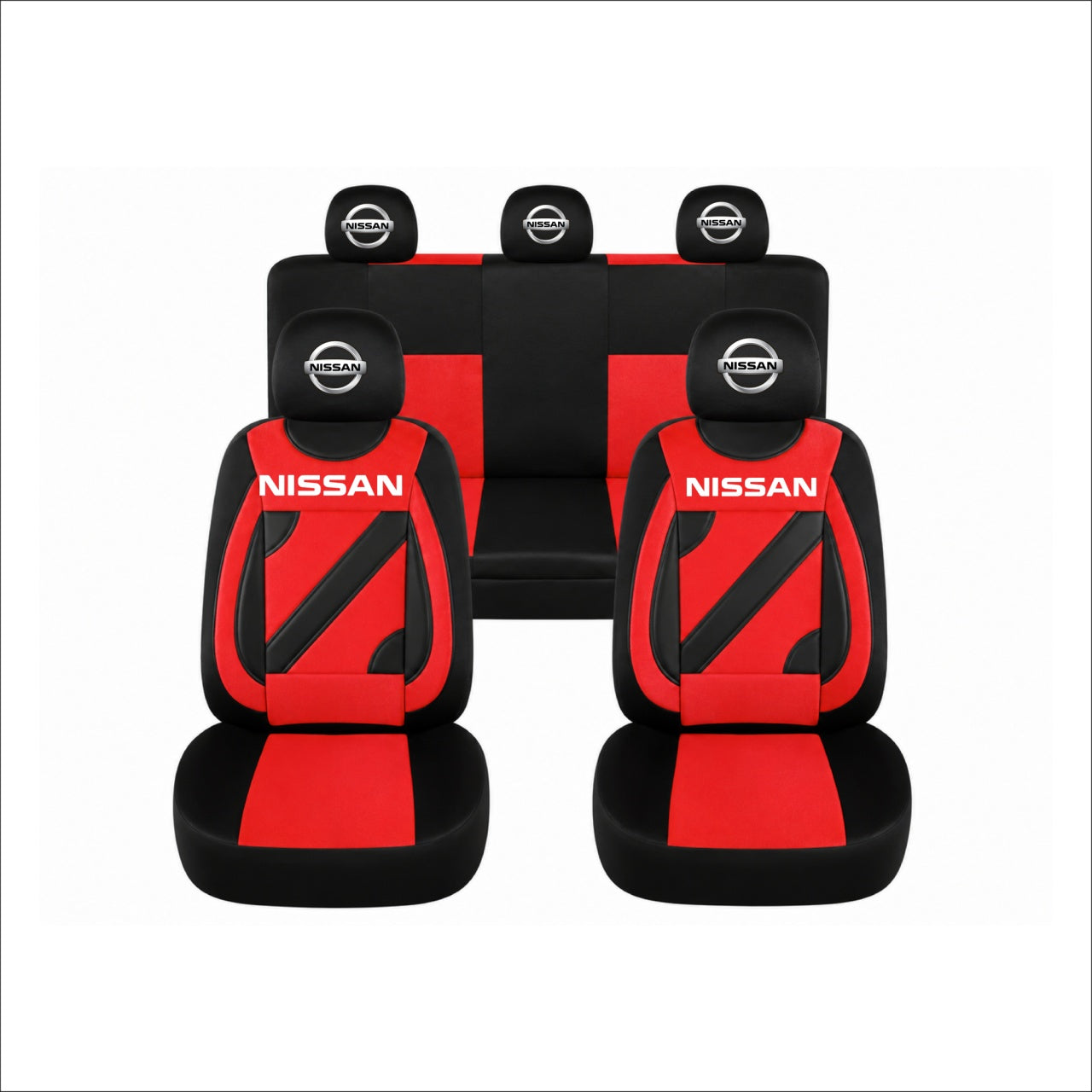 Set Huse Scaune Universale Nero Rosu Personalizate cu Nissan
