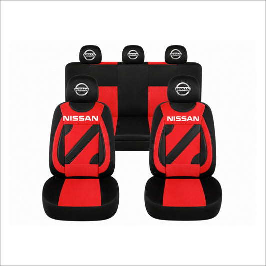 Set Huse Scaune Universale Nero Rosu Personalizate cu Nissan