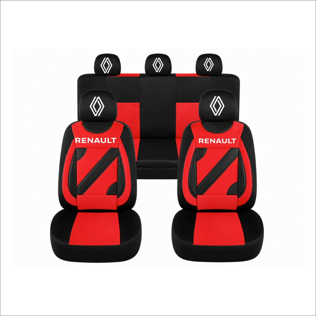 Set Huse Scaune Universale Nero Rosu Personalizate cu Renault Nou