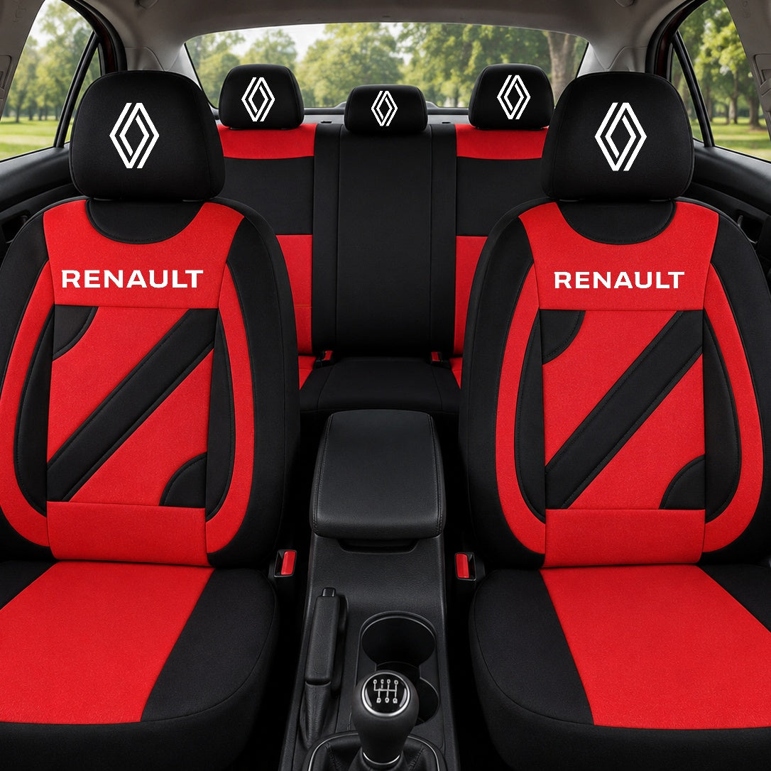 Set Huse Scaune Universale Nero Rosu Personalizate cu Renault Nou