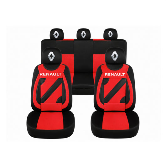 Set Huse Scaune Universale Nero Rosu Personalizate cu Renault