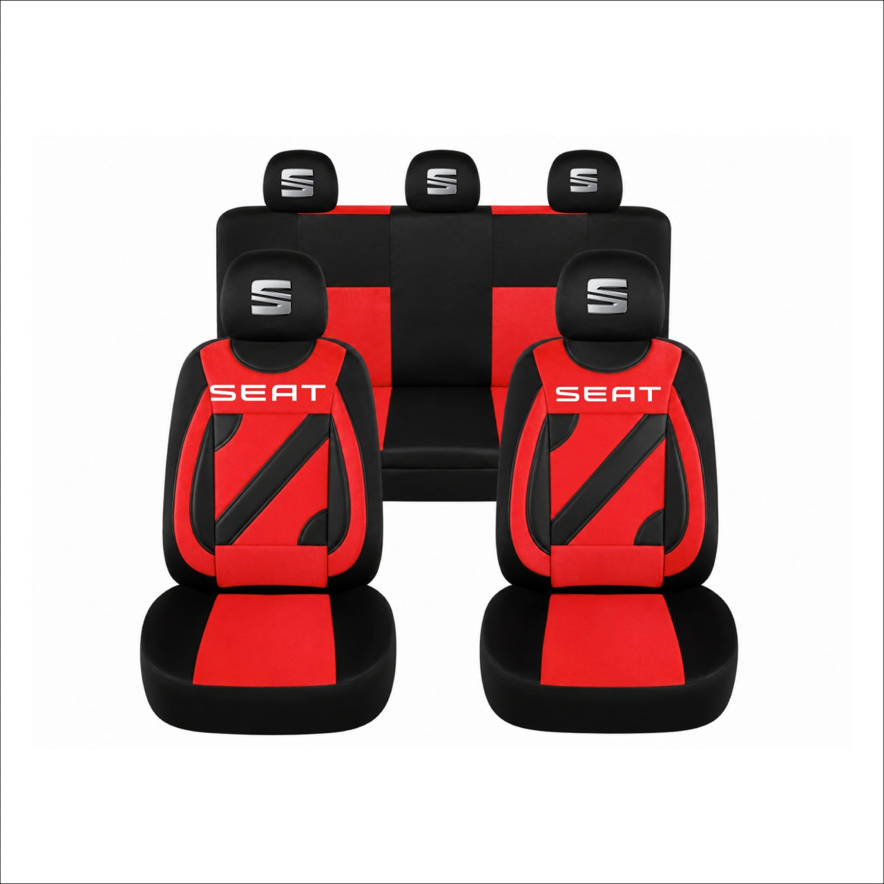 Set Huse Scaune Universale Nero Rosu Personalizate cu Seat