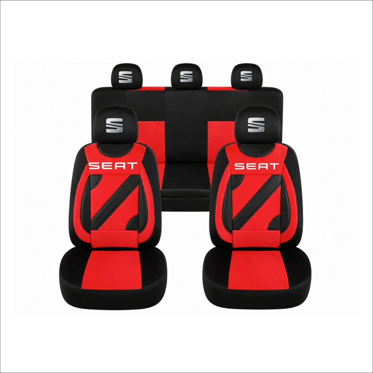 Set Huse Scaune Universale Nero Rosu Personalizate cu Seat