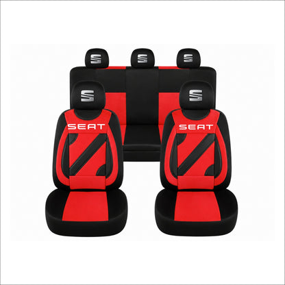 Set Huse Scaune Universale Nero Rosu Personalizate cu Seat