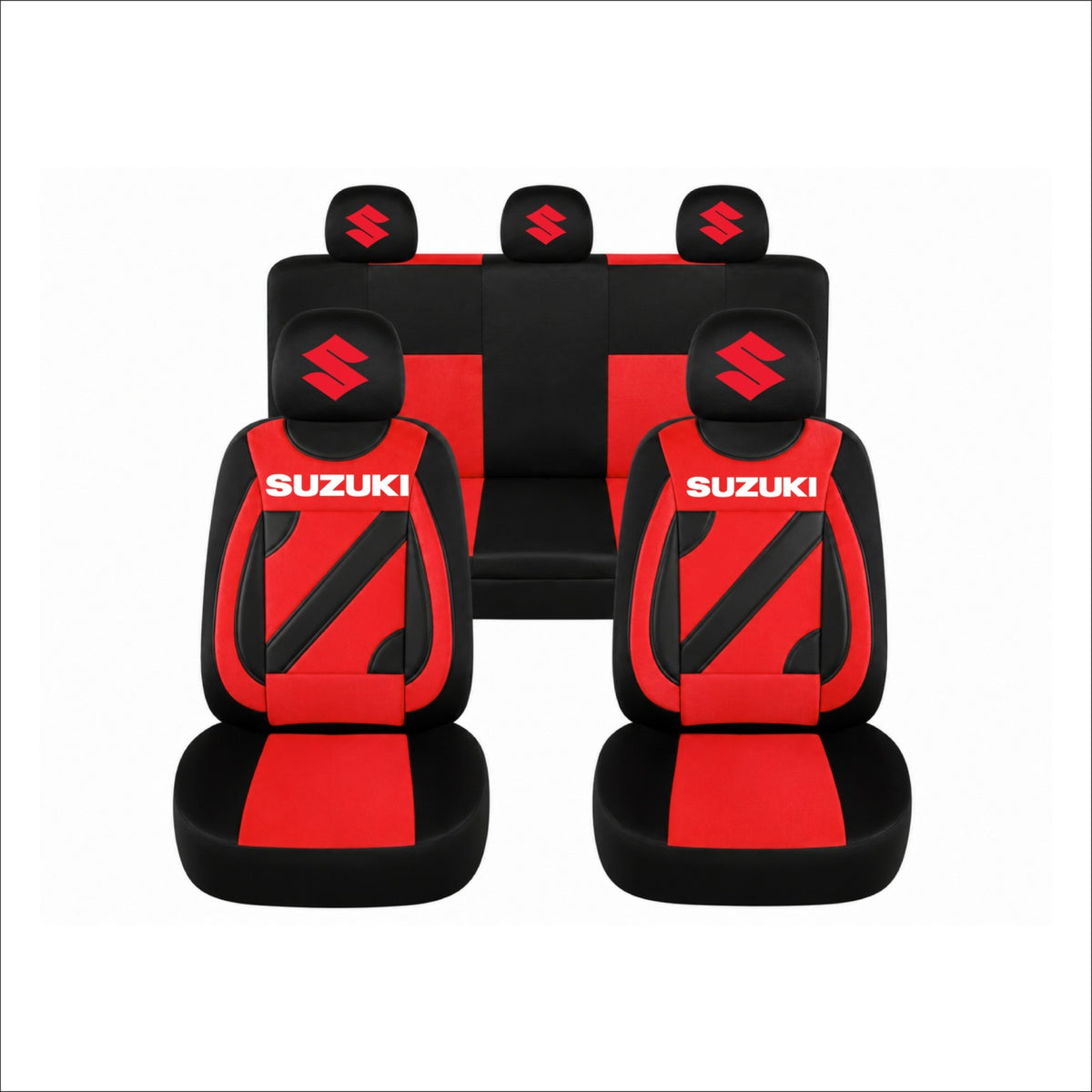Set Huse Scaune Universale Nero Rosu Personalizate cu Suzuki