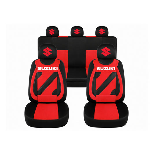 Set Huse Scaune Universale Nero Rosu Personalizate cu Suzuki