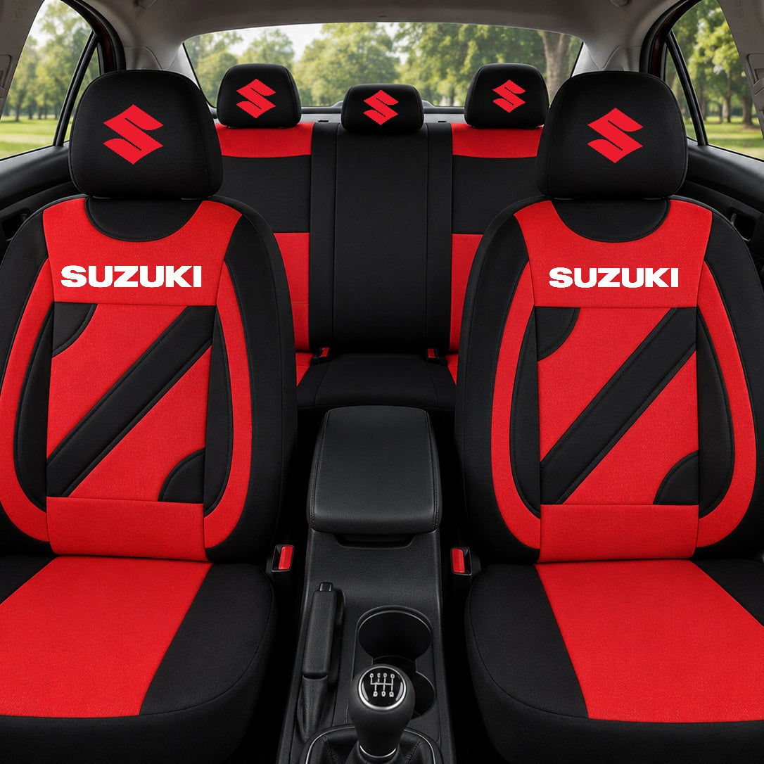 Set Huse Scaune Universale Nero Rosu Personalizate cu Suzuki