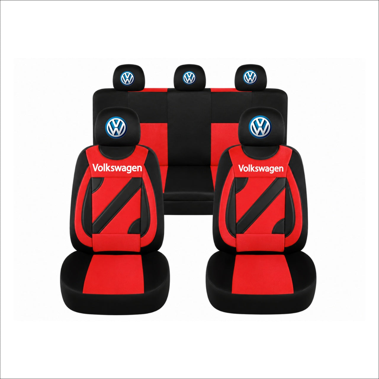 Set Huse Scaune Universale Nero Rosu Personalizate cu Volkswagen