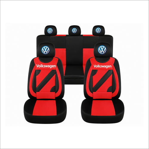 Set Huse Scaune Universale Nero Rosu Personalizate cu Volkswagen