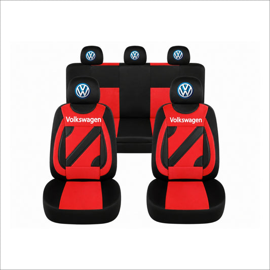Set Huse Scaune Universale Nero Rosu Personalizate cu Volkswagen