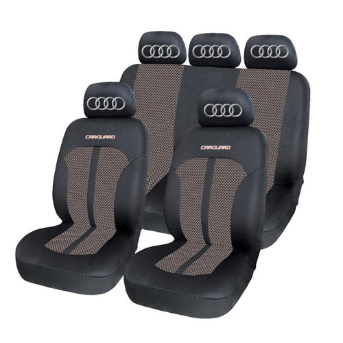 Set Huse Scaune Universale Premium Carguard Personalizate cu Audi– Negru/Bej