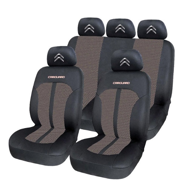 Set Huse Scaune Universale Premium Carguard Personalizate cu Citroen – Negru/Bej