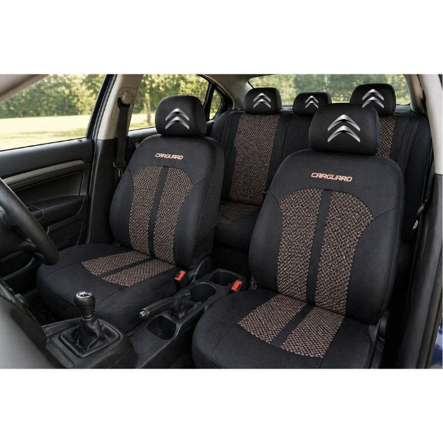 Set Huse Scaune Universale Premium Carguard Personalizate cu Citroen – Negru/Bej