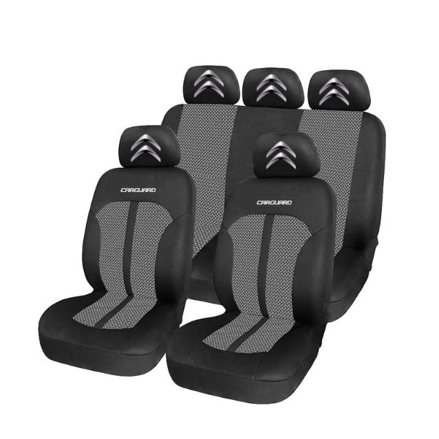 Set Huse Scaune Universale Premium Carguard Personalizate cu Citroen – Negru/Gri