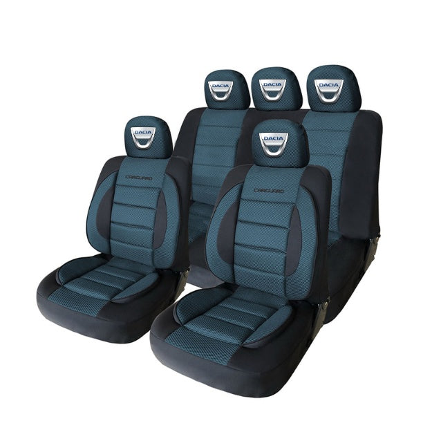 Set Huse Scaune Universale Premium Carguard Personalizate cu Dacia – Negru/Albastru