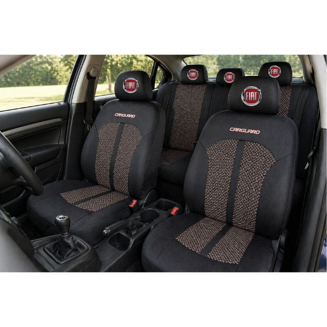 Set Huse Scaune Universale Premium Carguard Personalizate cu Fiat– Negru/Bej