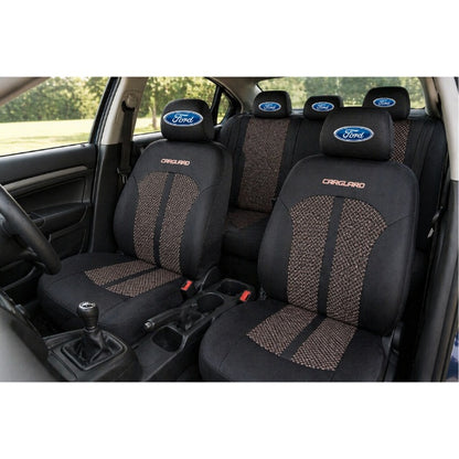 Set Huse Scaune Universale Premium Carguard Personalizate cu Ford – Negru/Bej