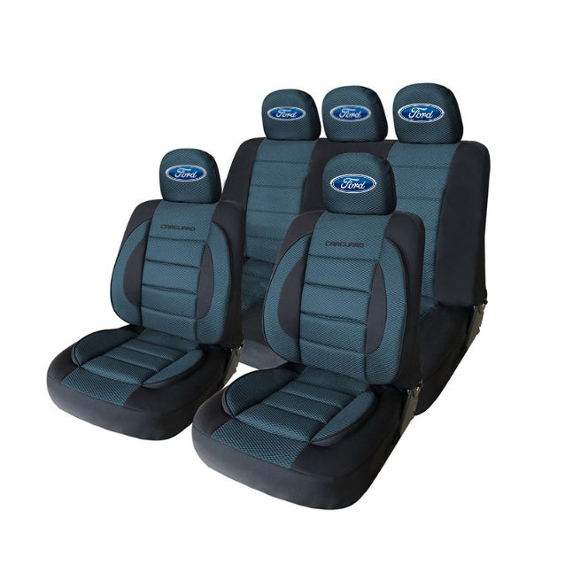 Set Huse Scaune Universale Premium Carguard Personalizate cu Ford – Negru/Albastru