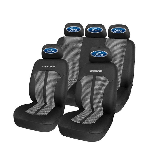 Set Huse Scaune Universale Premium Carguard Personalizate cu Ford – Negru/Gri