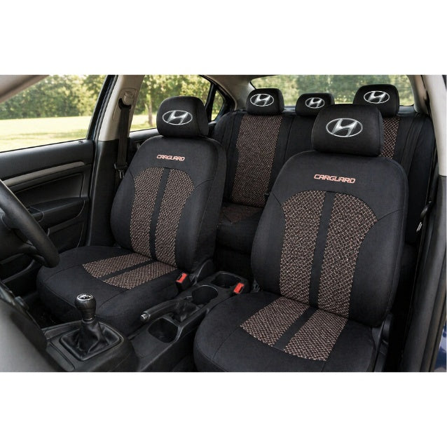Set Huse Scaune Universale Premium Carguard Personalizate cu Hyundai – Negru/Bej
