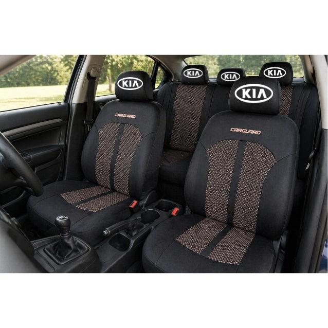 Set Huse Scaune Universale Premium Carguard Personalizate cu Kia – Negru/Bej