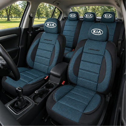 Set Huse Scaune Universale Premium Carguard Personalizate cu Kia – Negru/Albastru
