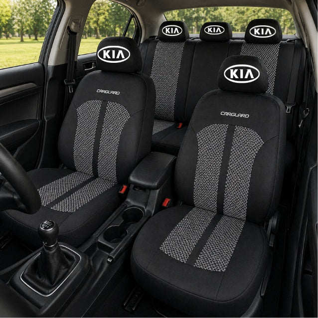 Set Huse Scaune Universale Premium Carguard Personalizate cu Kia – Negru/Gri