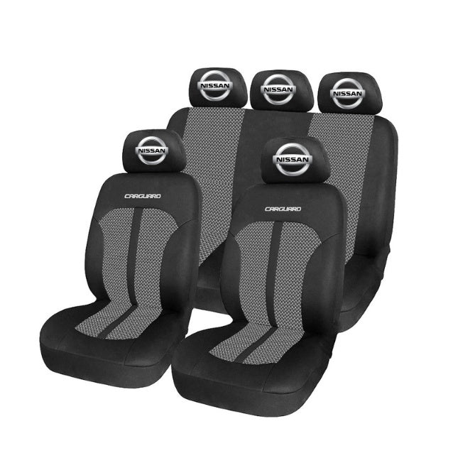 Set Huse Scaune Universale Premium Carguard Personalizate cu Nissan – Negru/Gri