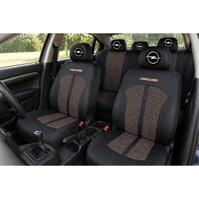 Set Huse Scaune Universale Premium Carguard Personalizate cu Opel – Negru/Bej