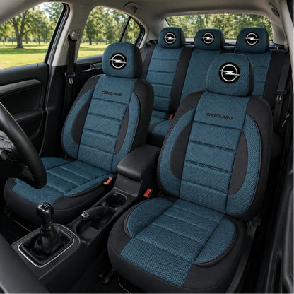 Set Huse Scaune Universale Premium Carguard Personalizate cu Opel – Negru/Albastru