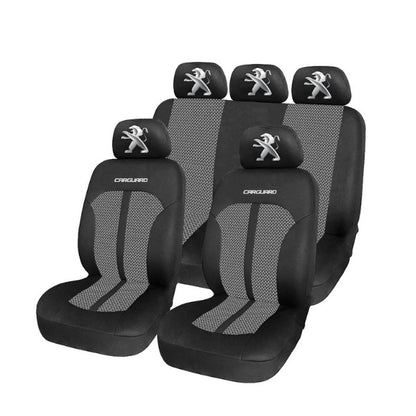 Set Huse Scaune Universale Premium Carguard Personalizate cu Peugeot – Negru/Gri