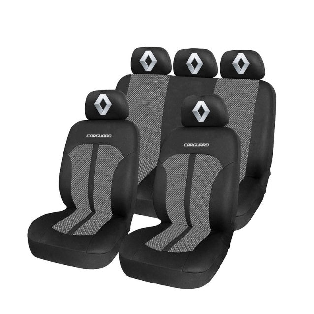 Set Huse Scaune Universale Premium Carguard Personalizate cu Renault – Negru/Gri