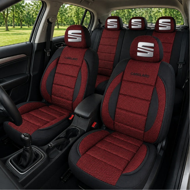 Set Huse Scaune Universale Premium Carguard Personalizate cu Seat – Negru/Visiniu