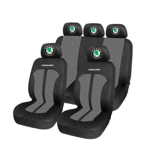 Set Huse Scaune Universale Premium Carguard Personalizate cu Skoda – Negru/Gri