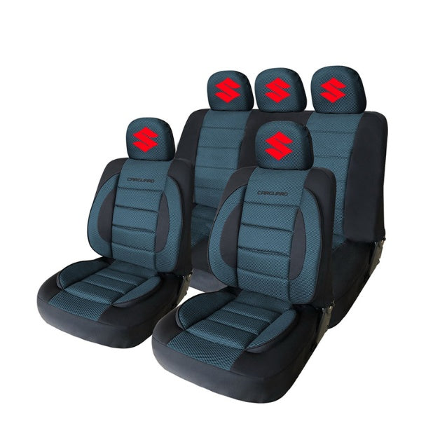 Set Huse Scaune Universale Premium Carguard Personalizate cu Suzuki – Negru/Albastru