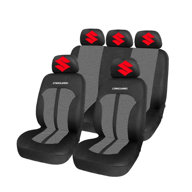 Set Huse Scaune Universale Premium Carguard Personalizate cu Suzuki – Negru/Gri