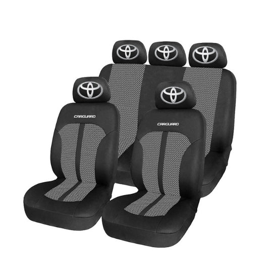 Set Huse Scaune Universale Premium Carguard Personalizate cu Toyota – Negru/Gri